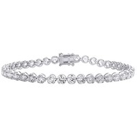"10K WeißGold Lab Diamant 7.5\" Tennisarmband Korb-Set Rund Solitaire 5 Ct"