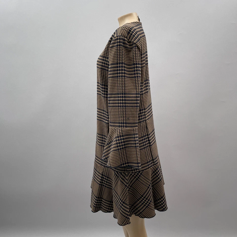 CAbi куртка женщин S волан #3902 коричневый Tartan клетку Bell рукав Academia опрятный - Изображение 3 из 4