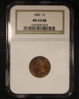 1883 Indian Head Cent - 1c NGC MS63 RB - Red Brown - Cool Coin!