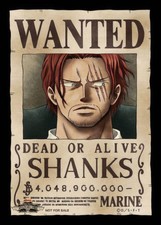One Piece - Anime TV Show Poster Wanted: Dead Or Alive - Shanks  Size 24 x 36 