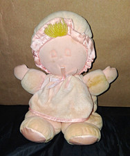 Eden Vintage 1998 Plush Baby Doll Rattle Stuffed Toy Pink Bonnet Small