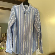 Men  s Chaps Coastland Wash Oxford Long Sleeve Striped Shirt XL