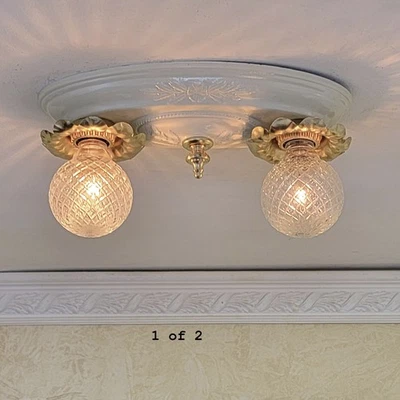 833c Antique 1910's 20's aRT DEco Ceiling Light Lamp fixture hall bedroom - Image 1 of 4