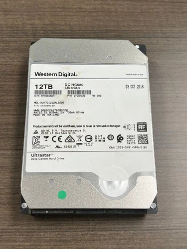 WD Ultrastar HC520 12TB Enterprise Hard Drive HUH721212AL5200 7200RPM 12Gb/s SAS