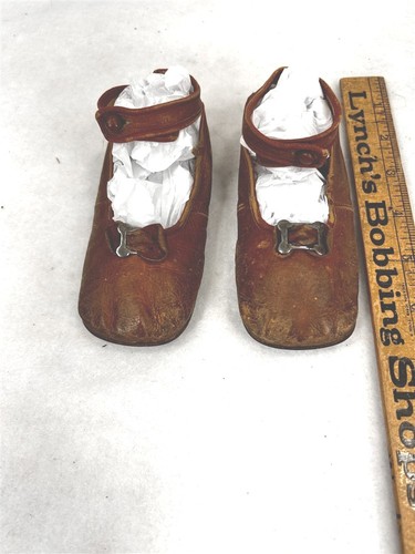 antique child girl shoes 1890 handmade ankle button strap Victorian Original 
