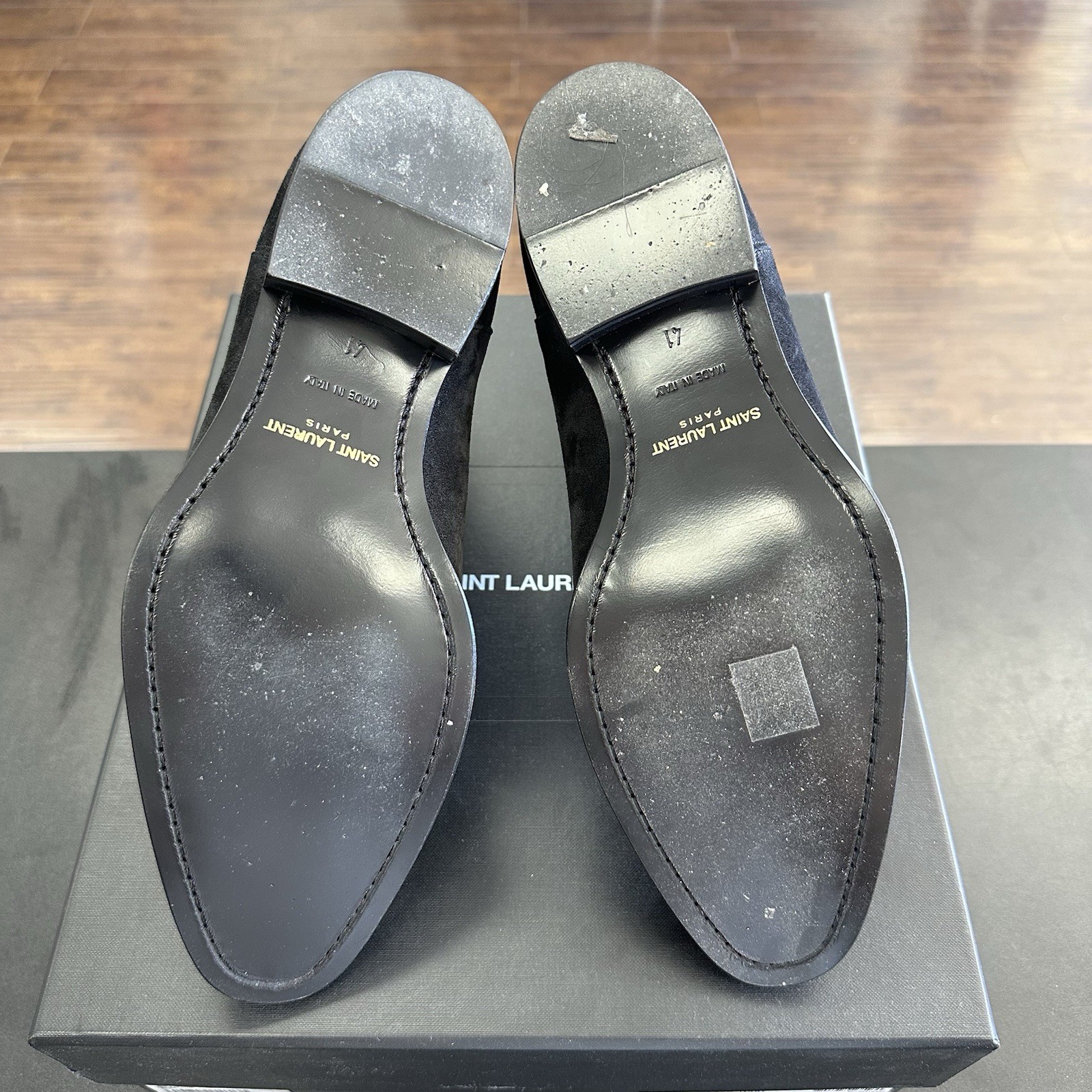 Stivali Chelsea Saint Laurent Paris 443208 scamosciati neri nuovi con etichette 41