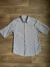 Express Men  s Floral Long Sleeve Button Down Shirt Blue Size L Slim Fit Casual
