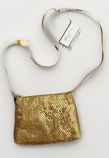 VTG Whiting and Davis Gold Mesh Evening Bag Diamonte 1876 Coquette