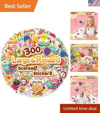 300PCS Large Scratch and Sniff Scented Stickers for Kids, Incentive Smelly Su...
