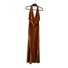 Reformation Daniela 100% Silk Maxi Gown Dress Copper Gold size 12 C0