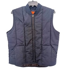 Vtg Cintas Quilted Workwear Vest Navy Blue Mens XL Distressed Gorpcore Retro