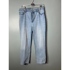 Lands End Womens Light Wash High Rise Straight Leg Denim Jeans Blue