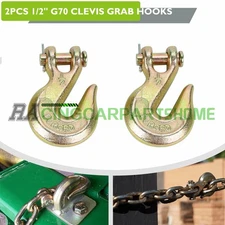 2PCS 1/2" G70 Clevis Grab Hooks Chain Hook Tie Down Towing Flatbed Truck Trailer