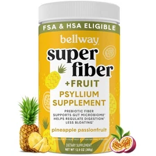 Bellway Super Fiber Powder + Fruit, Sugar Free Organic Psyllium Husk Powder F...