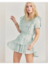 LoveShackFancy Natasha Dress Jade Mist Mint Green Lace Mini Dress Size Small