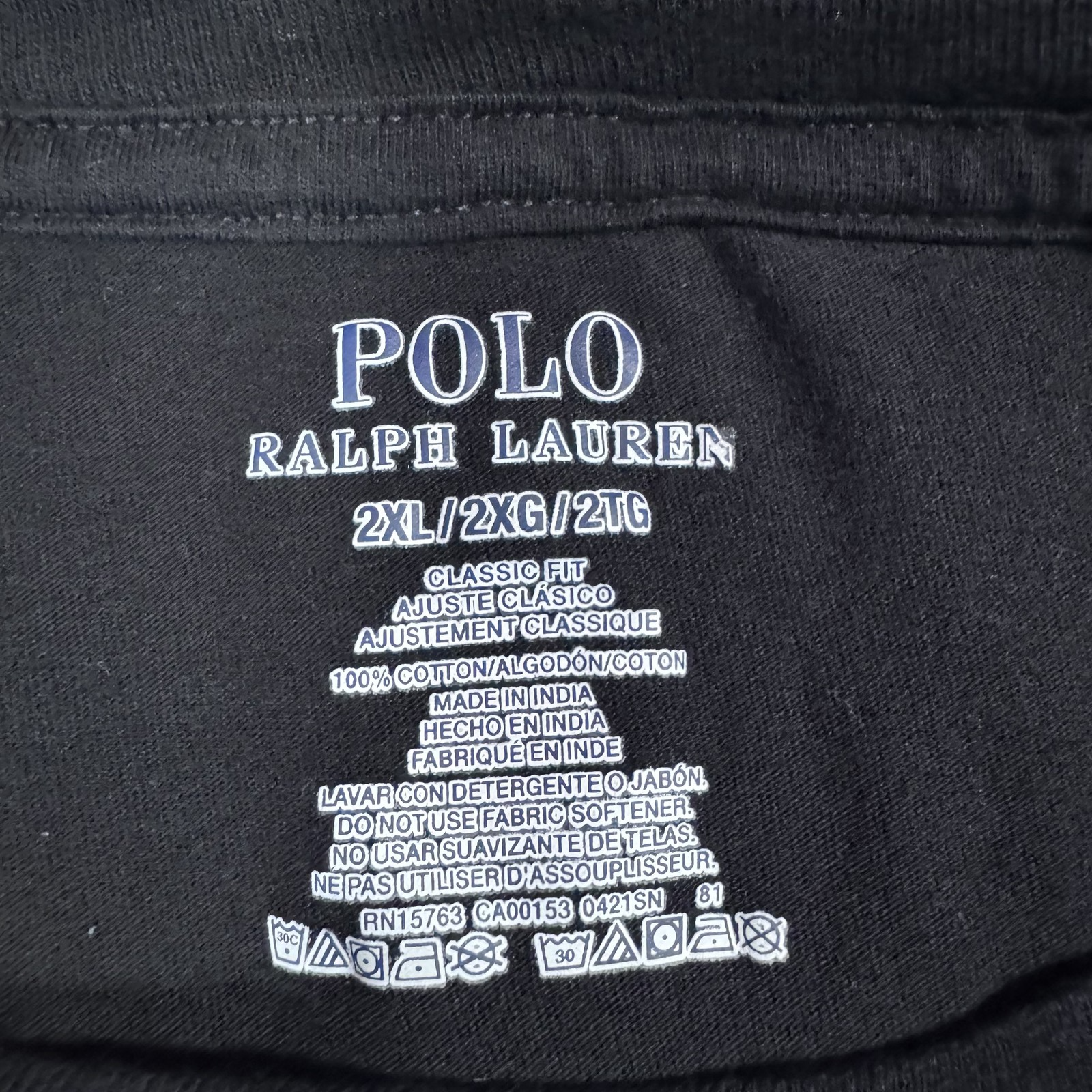 Polo Ralph Lauren camicia uomo 2XL nera vestibilità classica logo pony girocollo maglietta cotone