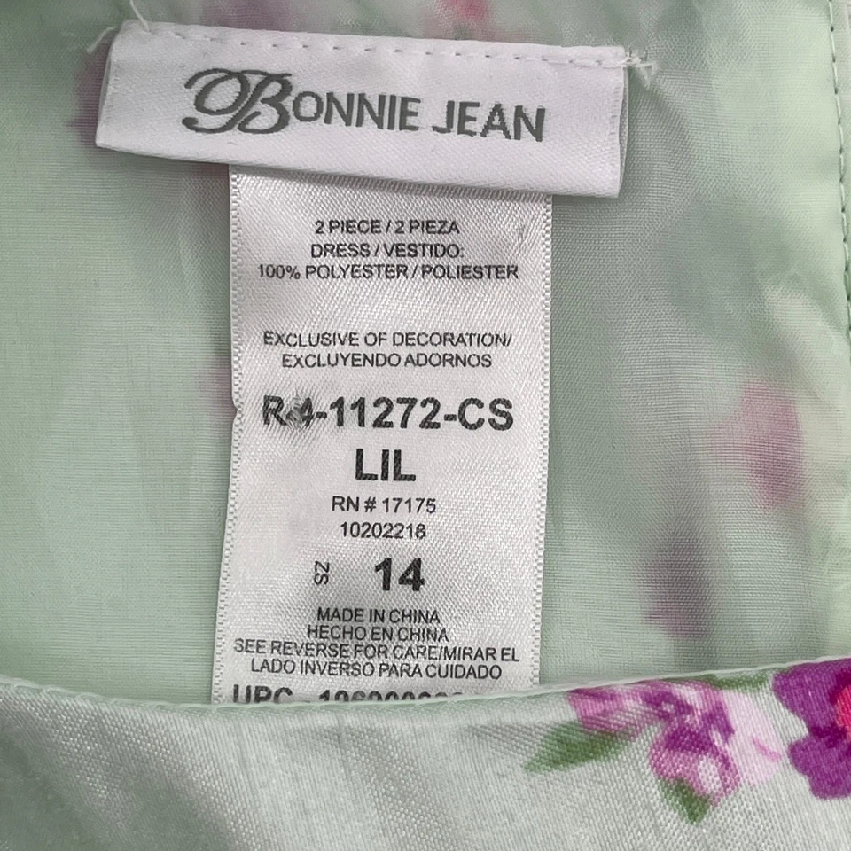 Vestido Bonnie Jean Niñas Lil Lavanda Como Nuevo Floral Lazo Faja Talla 14 Foto 4 de 4