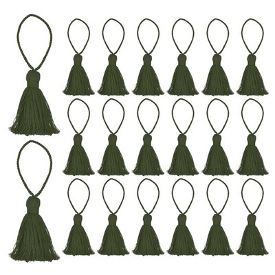 20Pcs Bookmark Tassels 4.3'' Hanging Loop Small Tassels Soft Tassels Deep Green