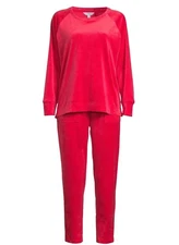 Time & Tru Red Velour 2 Piece Sweater & Pants Set Women's Size XXXL (22)