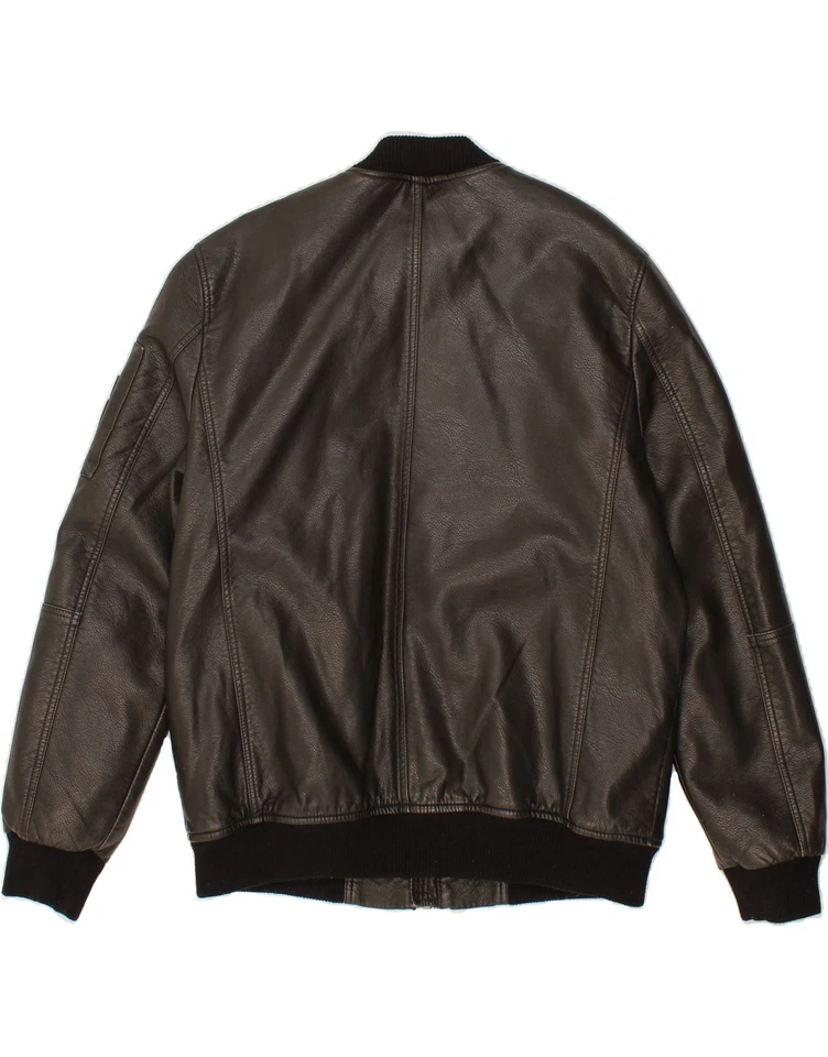 Chaqueta de cuero para mujer PORTER & ASH UK 18 XL cuero negro BA13 Foto 2 de 3