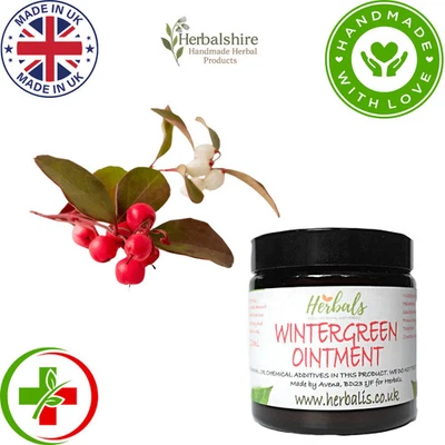 HERBAL-HELPS Wintergreen Rub Cream for Pain – Handmade Ointment UK – 60ml 120ml 200ml