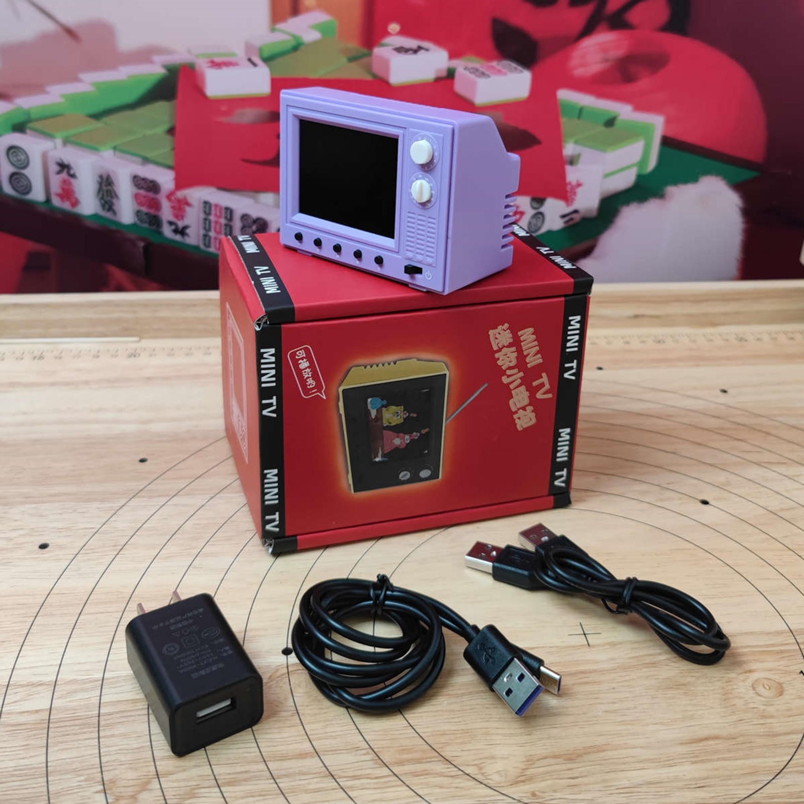 1:12 Mini Retro Television w HD Playback & Data Transfer USB Port for Video File