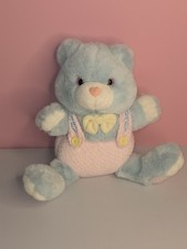 Vintage Pastel Teddy Bear Terry Cloth Rattle Stuffed Animal Baby