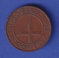 Deutsches Reich Kursmünze 4 Reichspfennig 1932 F vz