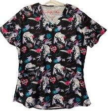 MediChic Marilyn Monroe Graphic Scrub Top Size M Spandex Stretch V-Neck NWOT