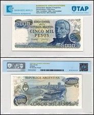 Argentina 5000 Pesos, 1977-1983 ND, P-305b.2, UNC, Authenticated