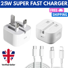 For iPhone 17 16 15 14 13 12 Pro Max X 25W Fast USB-C PD Plug Charger and Cable