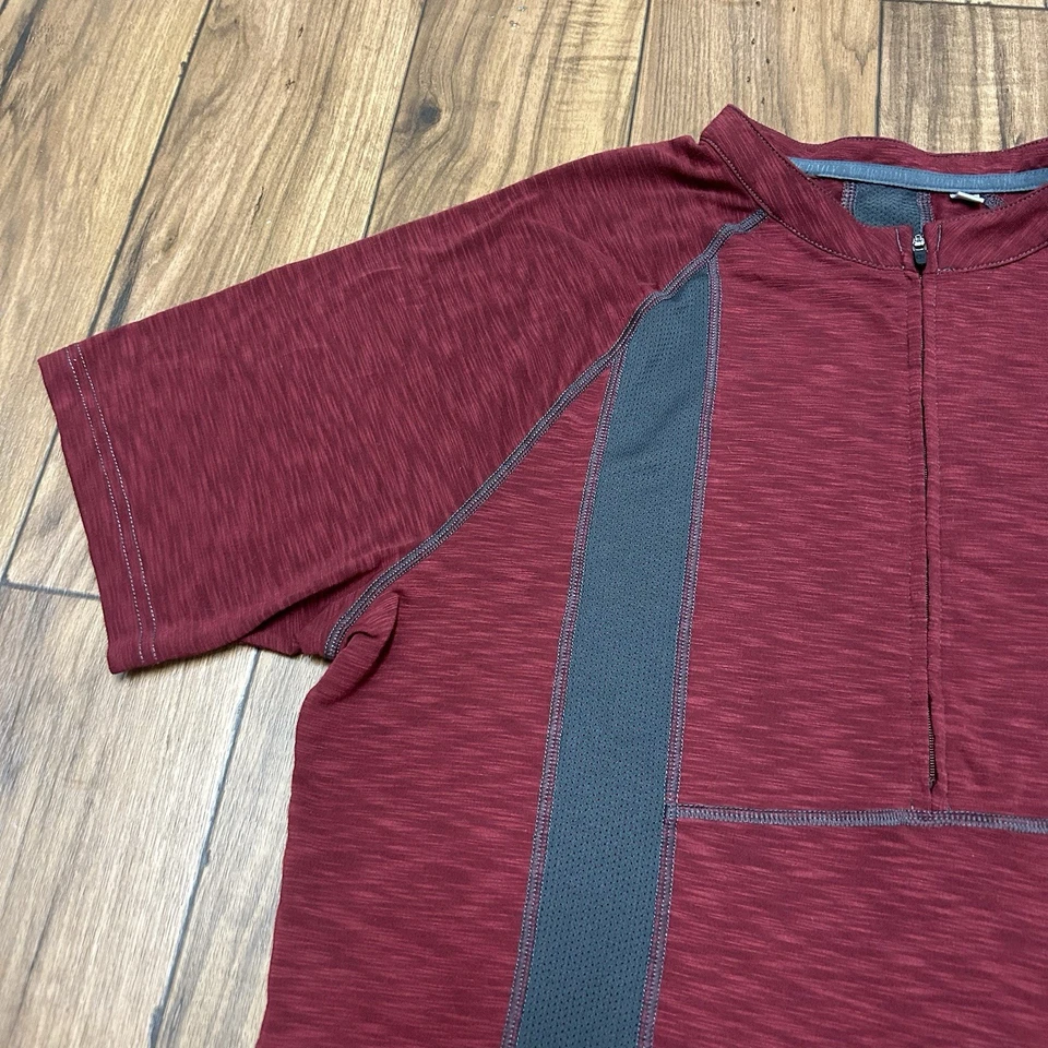Club Ride Half Zip T Shirt Stretch Cycling Pockets Trail Dark Red Men’s Large - Image 3 of 4