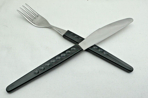 DDR schwarz Punkte KULT Besteck - Messer & Gabel - gebraucht - TOP - Sammler /EF