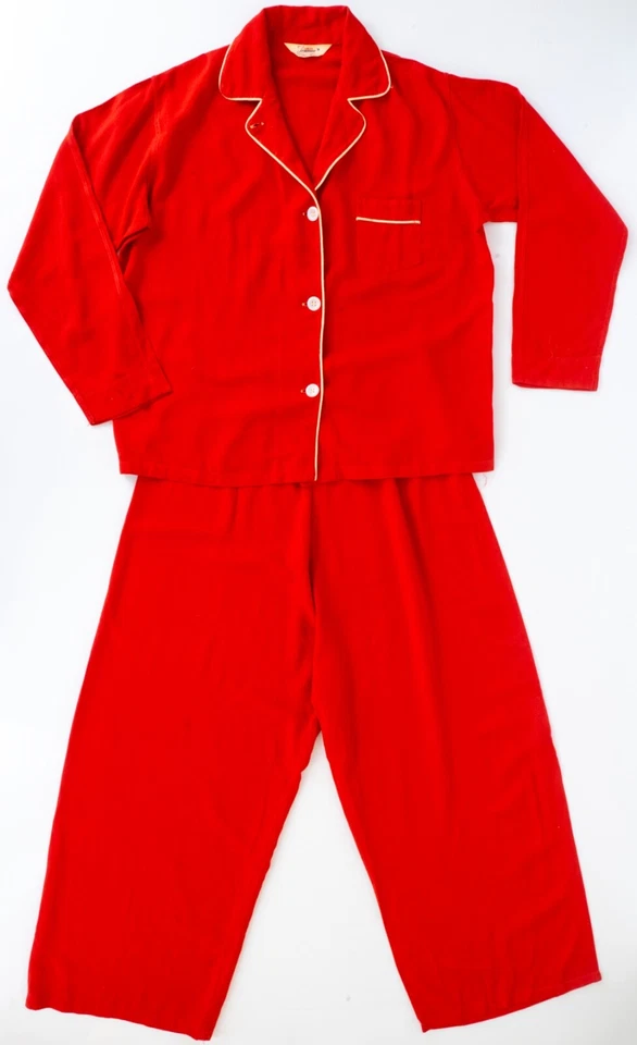 Pijama vintage años 50 gabardina roja "hombre a medida" rayón Harry Berger "Tommies" Foto 2 de 4