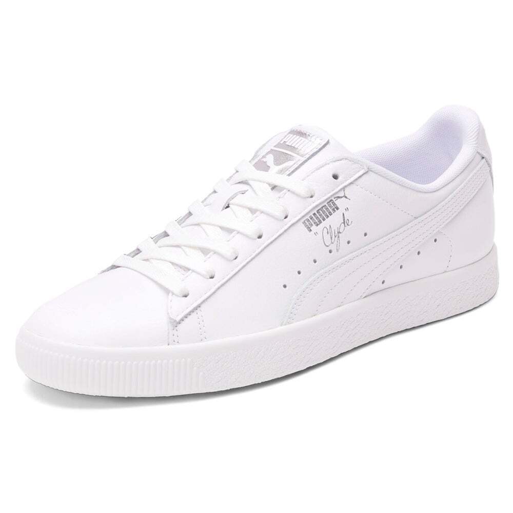 Puma Clyde Core L Foil Lace Up Mens White Sneakers Casual Puma Clyde Core L Foil Lace Up Mens White Sneakers Casual