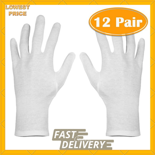 12 Pairs White Cotton Gloves Cloth Serving Gloves Fit for Men XXL NEW UK eBay
