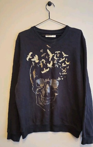 Bolongaro bestickter goldfarbener Schädelpullover Größe L