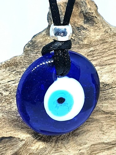 Evil Eye Pendant Necklace Nazar Lucky Protection Corded Glass Kabbalah Turkish - Picture 7 of 11