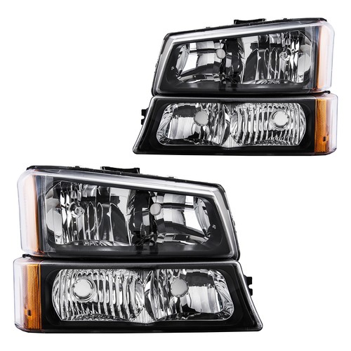 Headlights+Bumper Signal Lamps For 2003-2006 Chevy Silverado Avalanche 1500 2500 - Picture 4 of 12