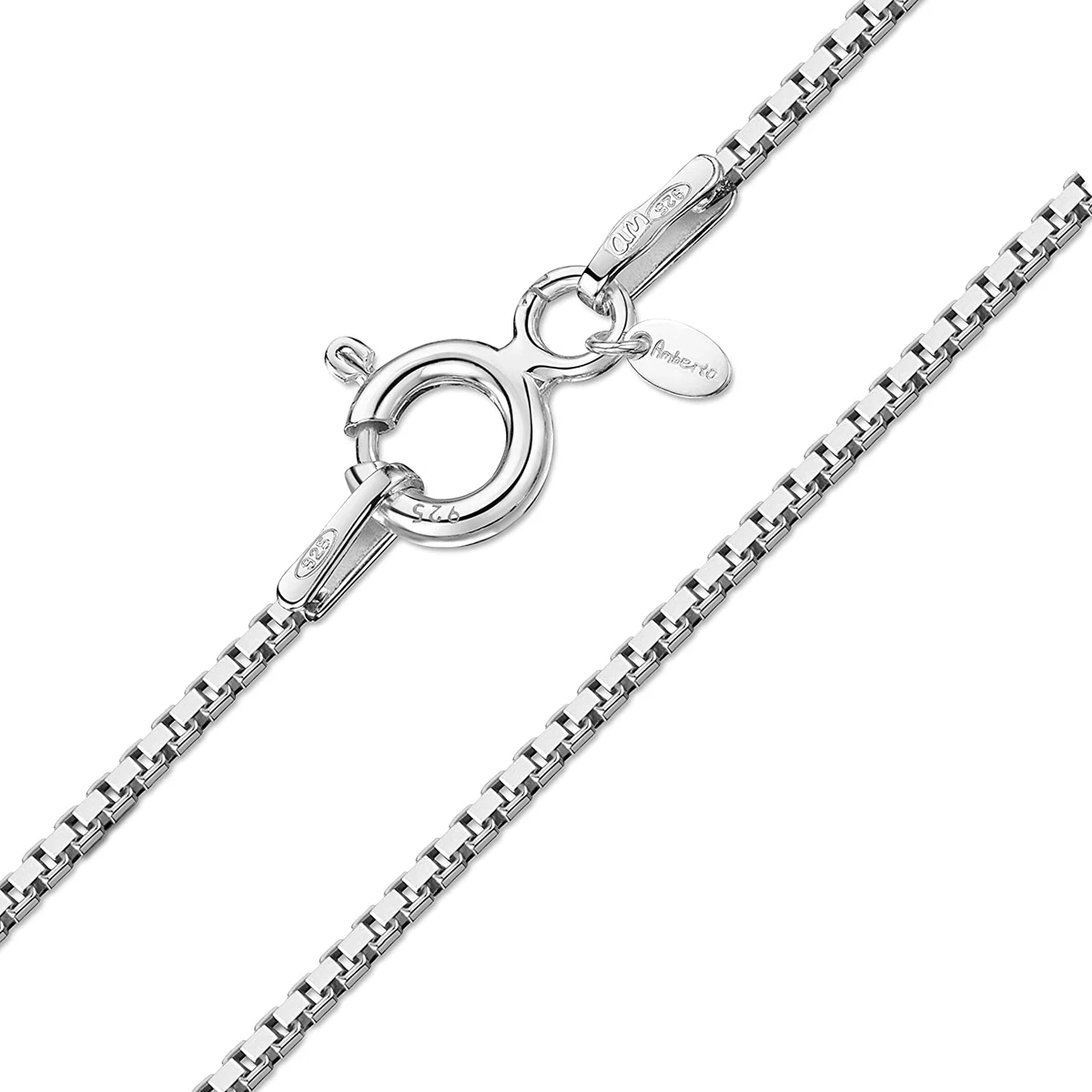Amberta 925 Sterling Silver 1 Mm Venice Box Chain Necklace eBay