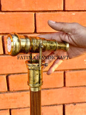 Wooden Vintage Antique Victorian Walking Cane With Telescope Handle Royal Look