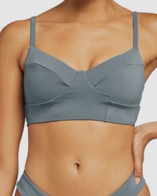 $185 Vitamin A Women's Green Solid Emmi Bralette Bikini Top Swimwear Size XXL/14