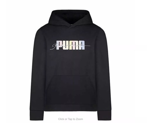 PUMA Youth Black French Terry Hoodie Long Sleeve size XS5/6. New - Picture 2 of 3