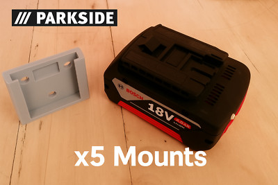 5x PARKSIDE 20V X-TEAM BATTERIEHALTER HALTERUNGEN AUFBEWAHRUNG - GRAU