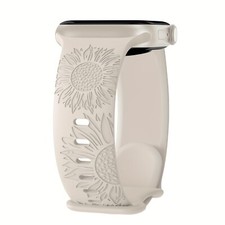 Sunflower Engraved Band Soft Floral Silicone Strap For IWatch Watchband