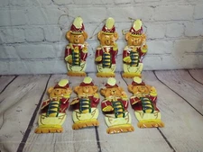 Set of 7 Roman Inc Drummer Soldier Bear on Clay & Metal 3D Ornament 8" Tall A2