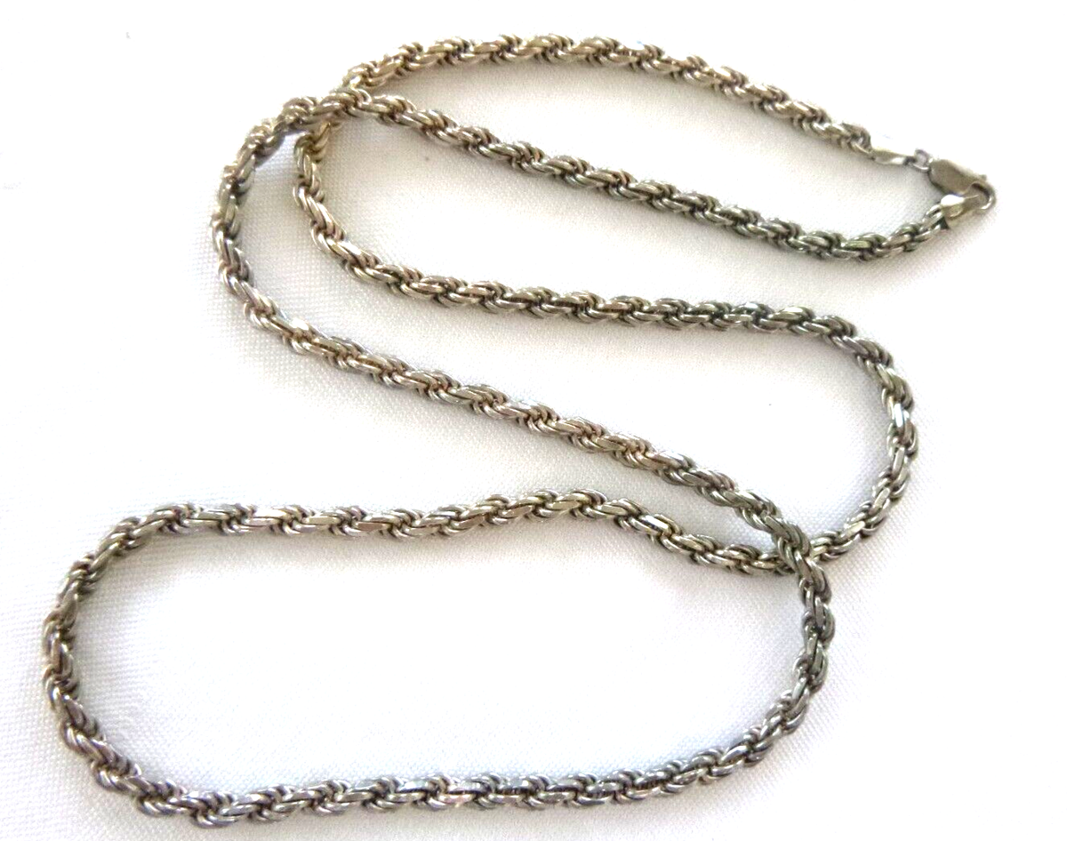 Signed AGI 925 Sterling Silver Quad Twisted Link Chain 30