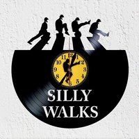 Vinywoody Wanduhr Vinyl Schallplatte Silhouette Silly Walks Deko Gift