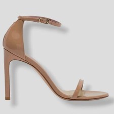  476 Stuart Weitzman Women's Beige Nudistsong Patent Sandal Shoes Size 11.5