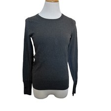 Ann Taylor Womens Sweater Size XS Gray Long Sleeve Button Cuff Ribbed Collar New